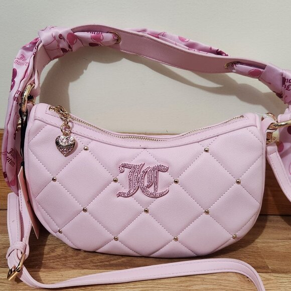 Juicy Couture Handbags - Juicy Couture Pale Pink Quilted Shoulder Bag with Gold Hardware